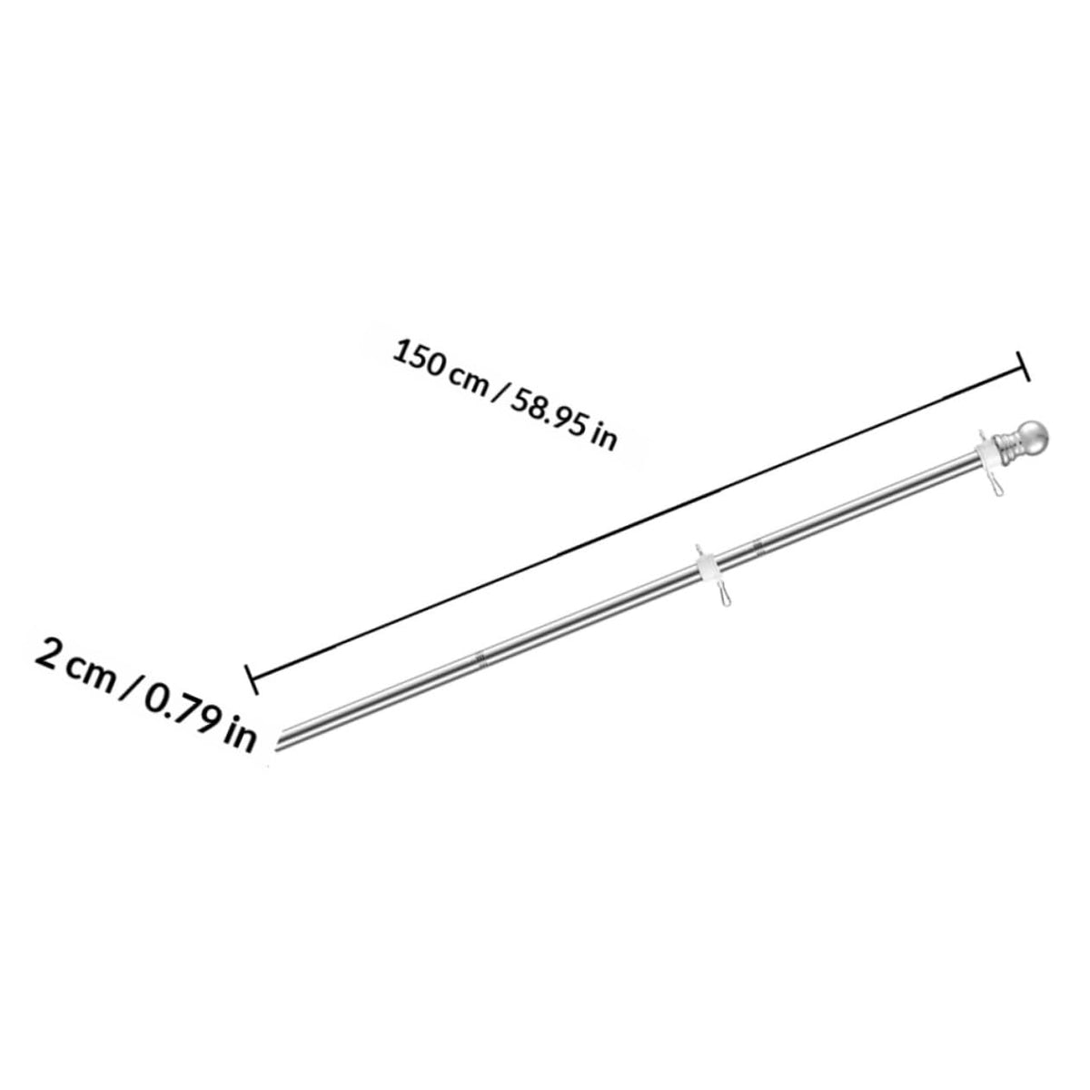 2pcs Stainless Steel Flag Pole Set 1.5m Rustproof H358