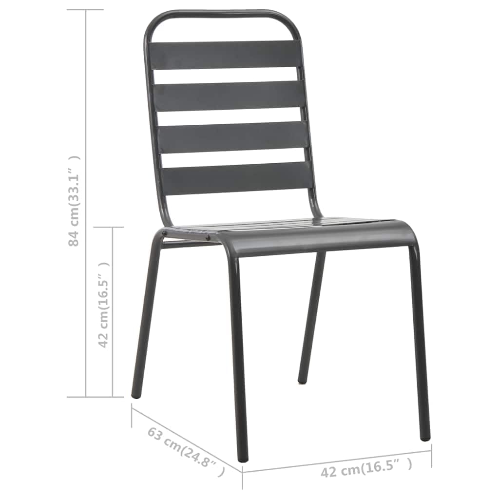 Stackable Steel Grey Patio Chairs Set of 2 R290891