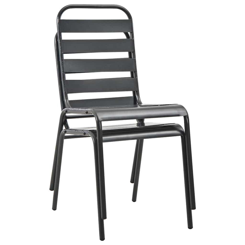 Stackable Steel Grey Patio Chairs Set of 2 R290891