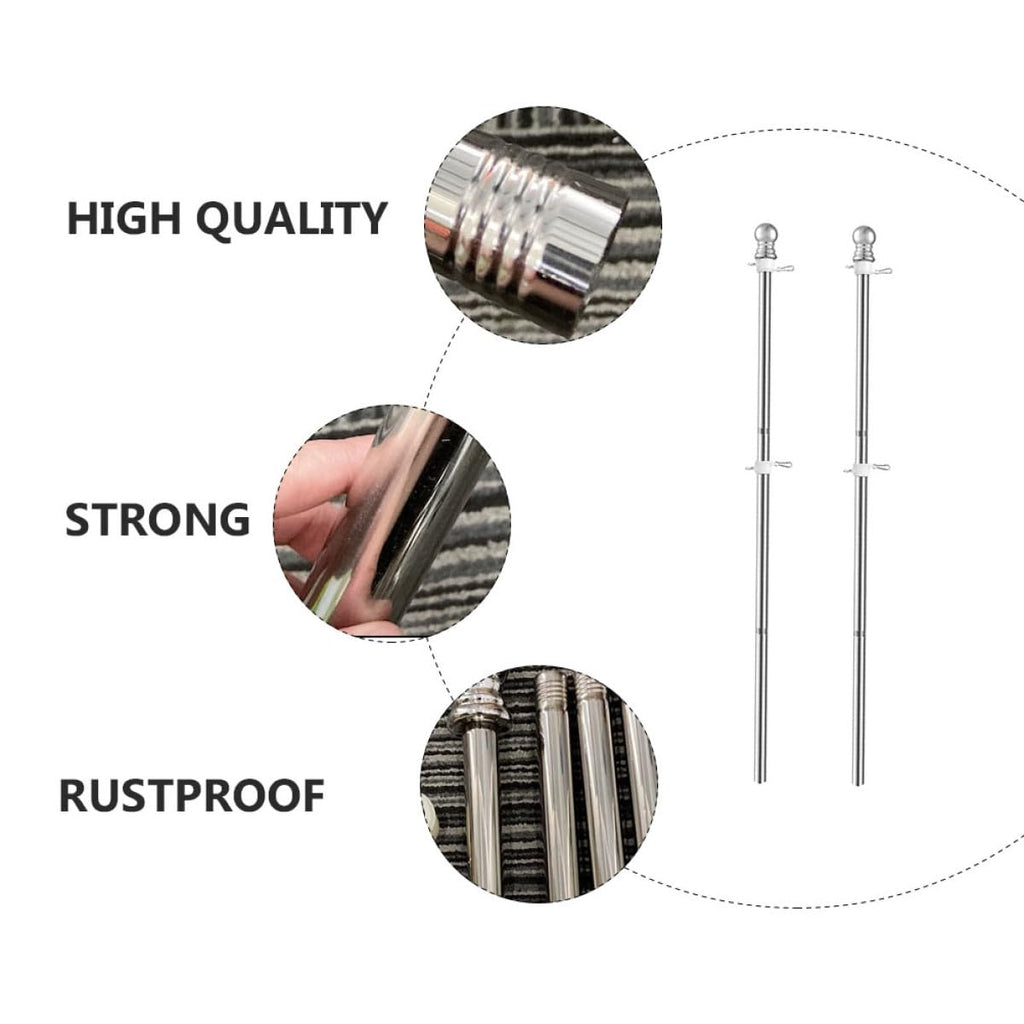 2pcs Stainless Steel Flag Pole Set 1.5m Rustproof H358