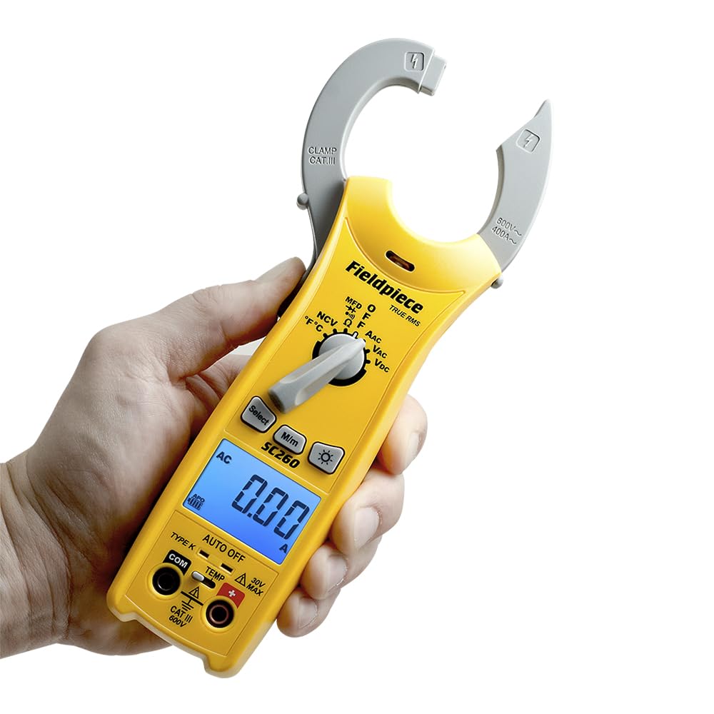 Compact HVACR Clamp Multimeter with Temperature, Capacitance & Backlight F358