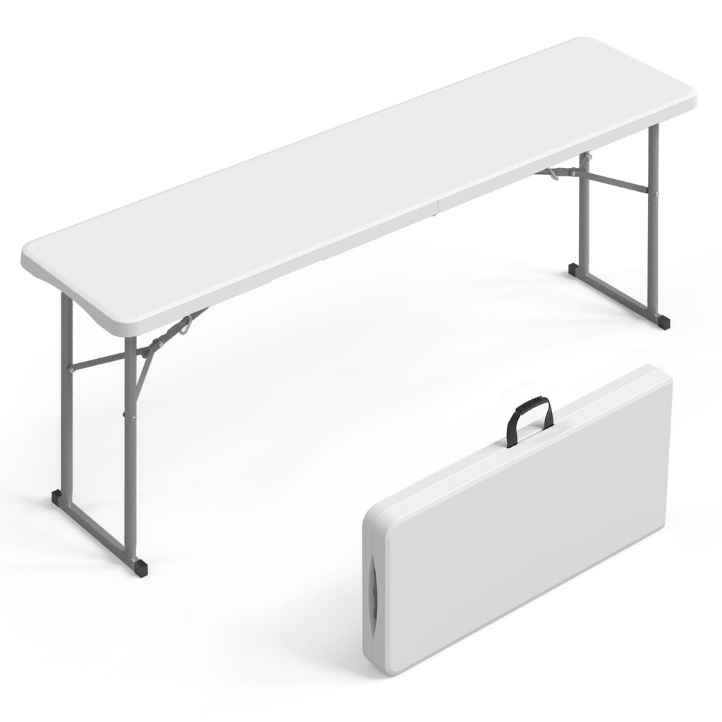 6FT Narrow White Folding Table T587479