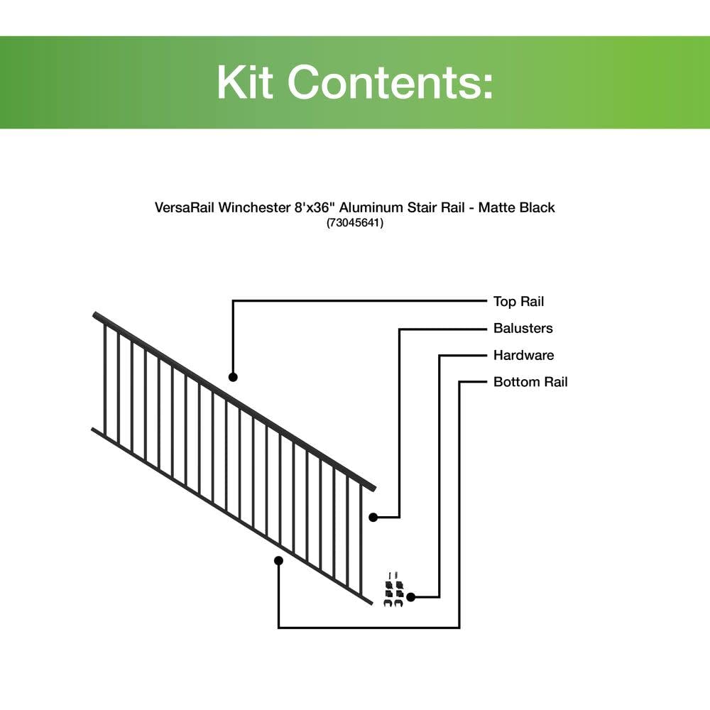8’ x 36” Matte Black Aluminum Stair Kit X20496