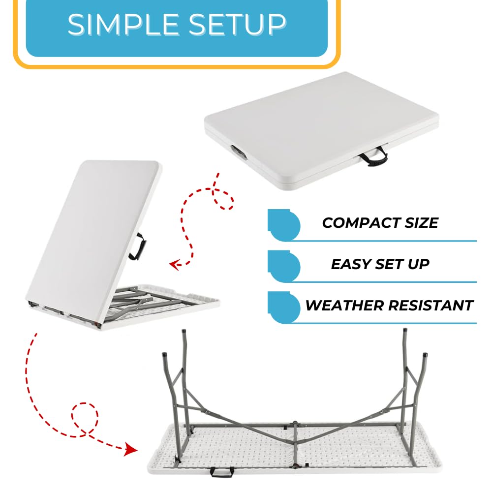 6 Ft White Portable Folding Plastic Dining Table C9361