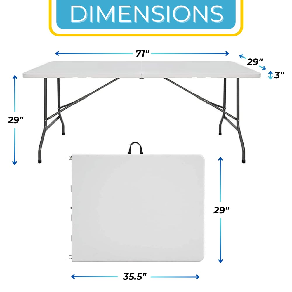 6 Ft White Portable Folding Plastic Dining Table C9361