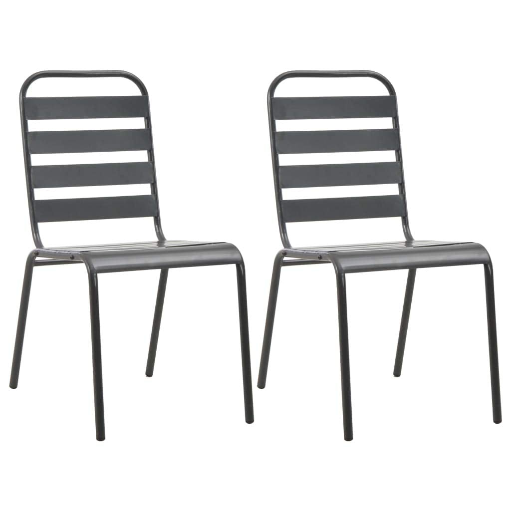 Stackable Steel Grey Patio Chairs Set of 2 R290891