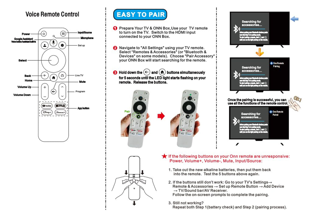 Voice Remote Control Compatible with Onn Streaming Box W315