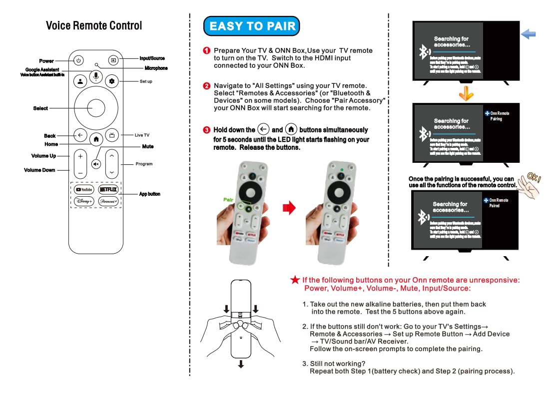 Voice Remote Control Compatible with Onn Streaming Box W315