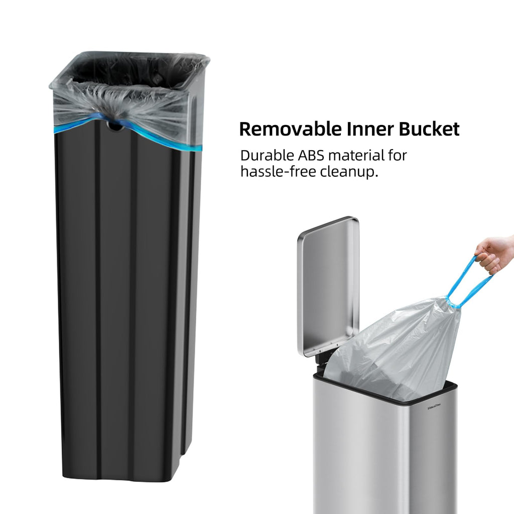 8 Gallon Stainless Steel Trash Can with Soft Close Lid E919