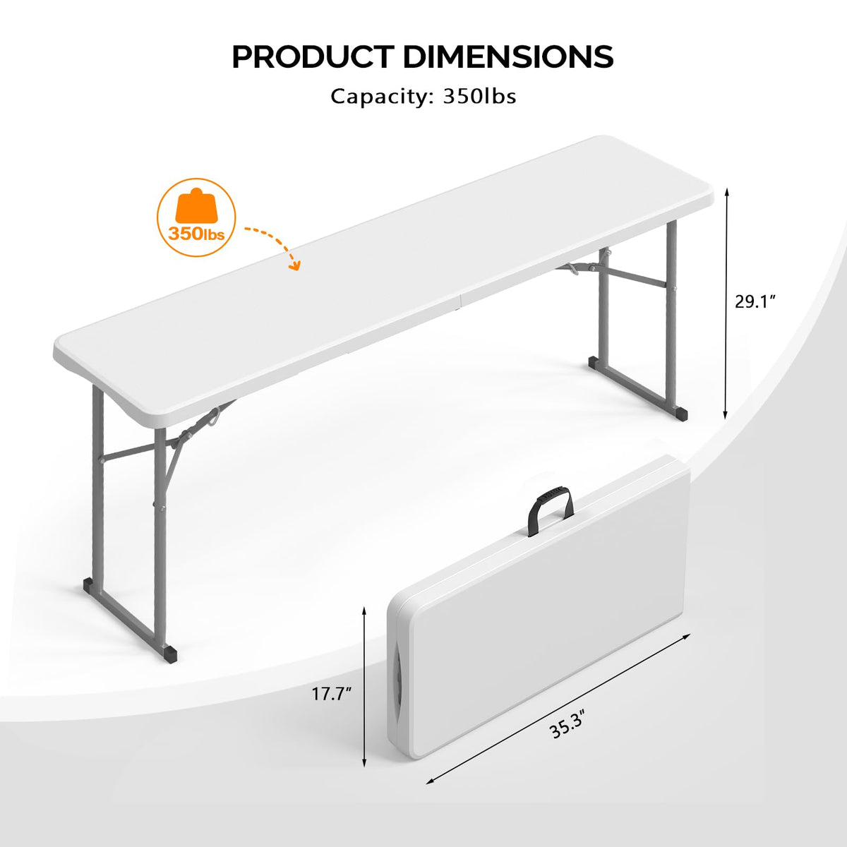 6FT Narrow White Folding Table T587479