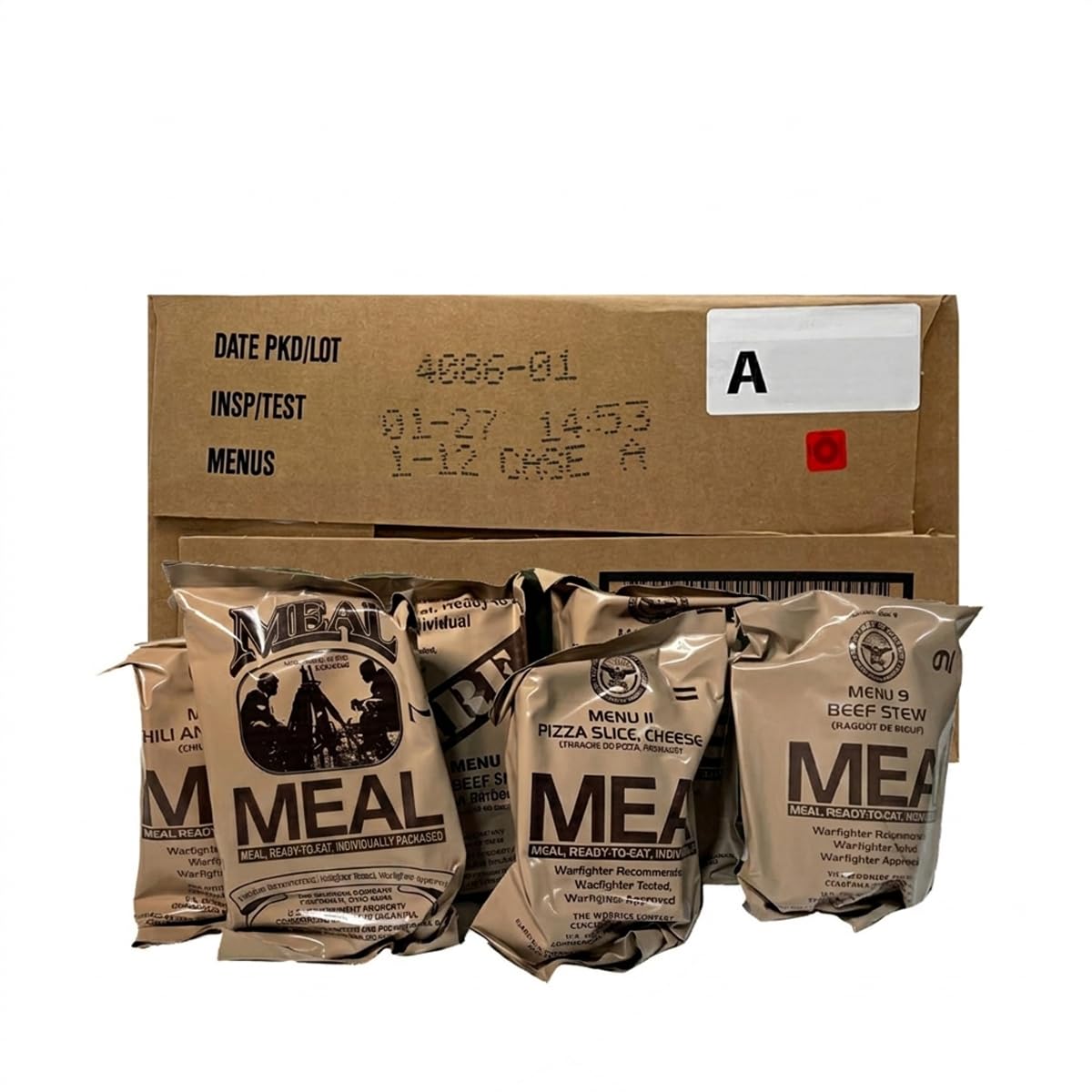 2027 Inspection Ready to Eat A & B MRE Meal 24 Total Meals E542