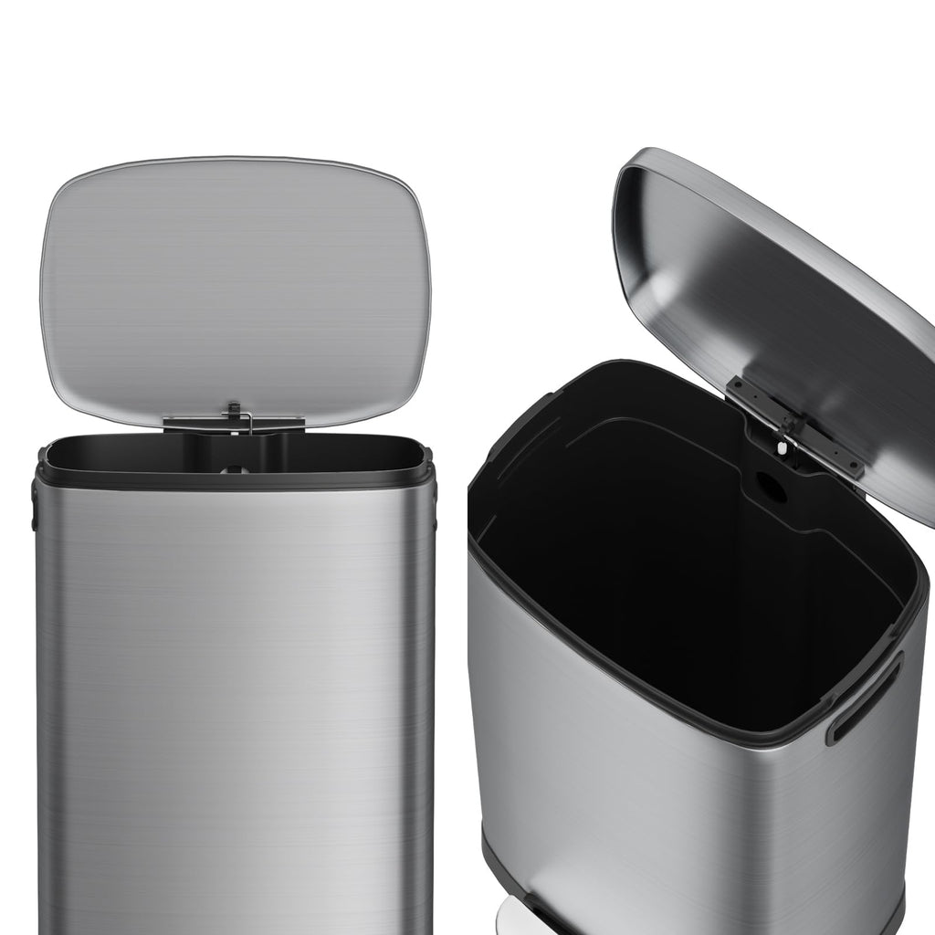 13 Gallon Fingerprint Proof Stainless Steel Trash Can with Lid C589