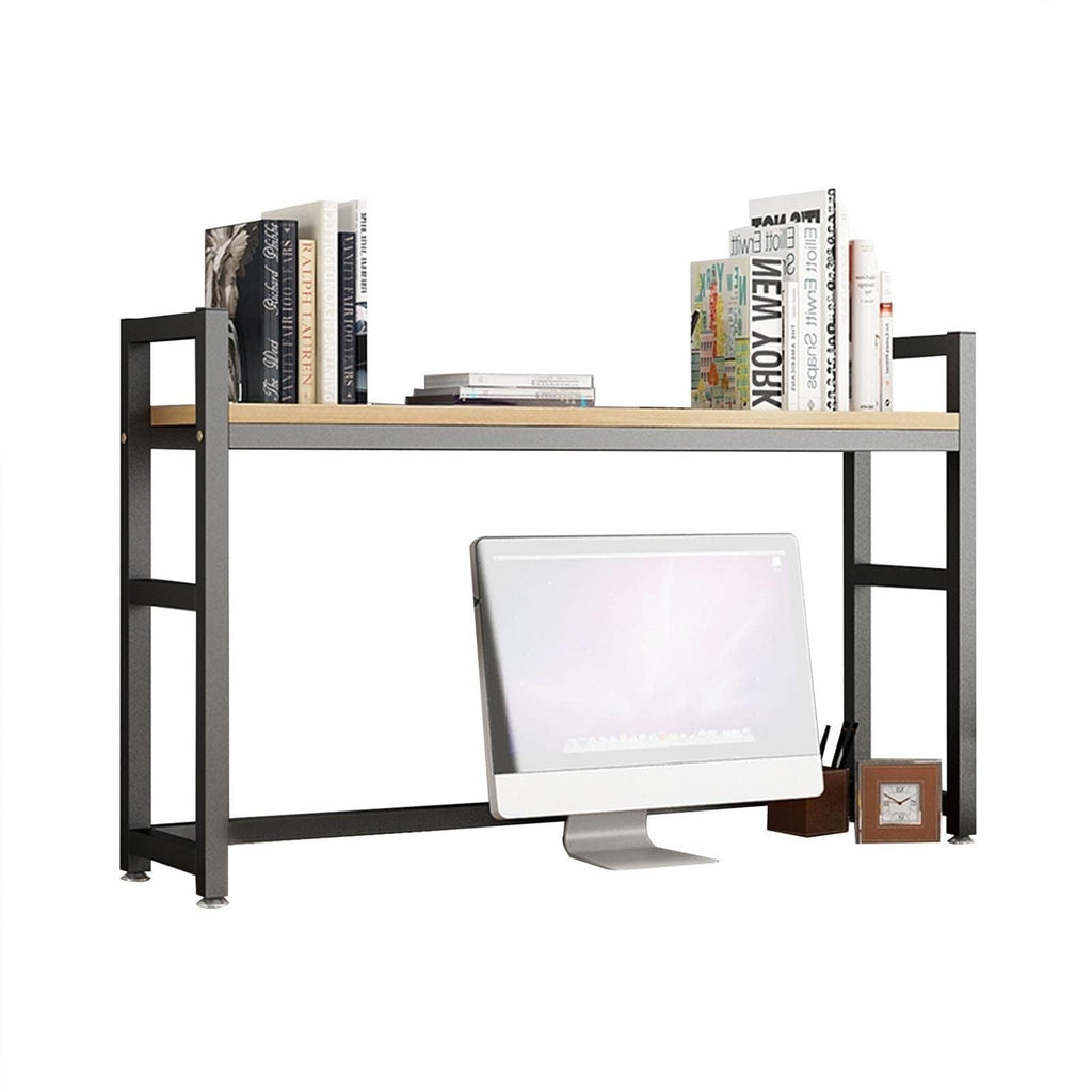 White Wood and Metal Desktop Bookcase I779