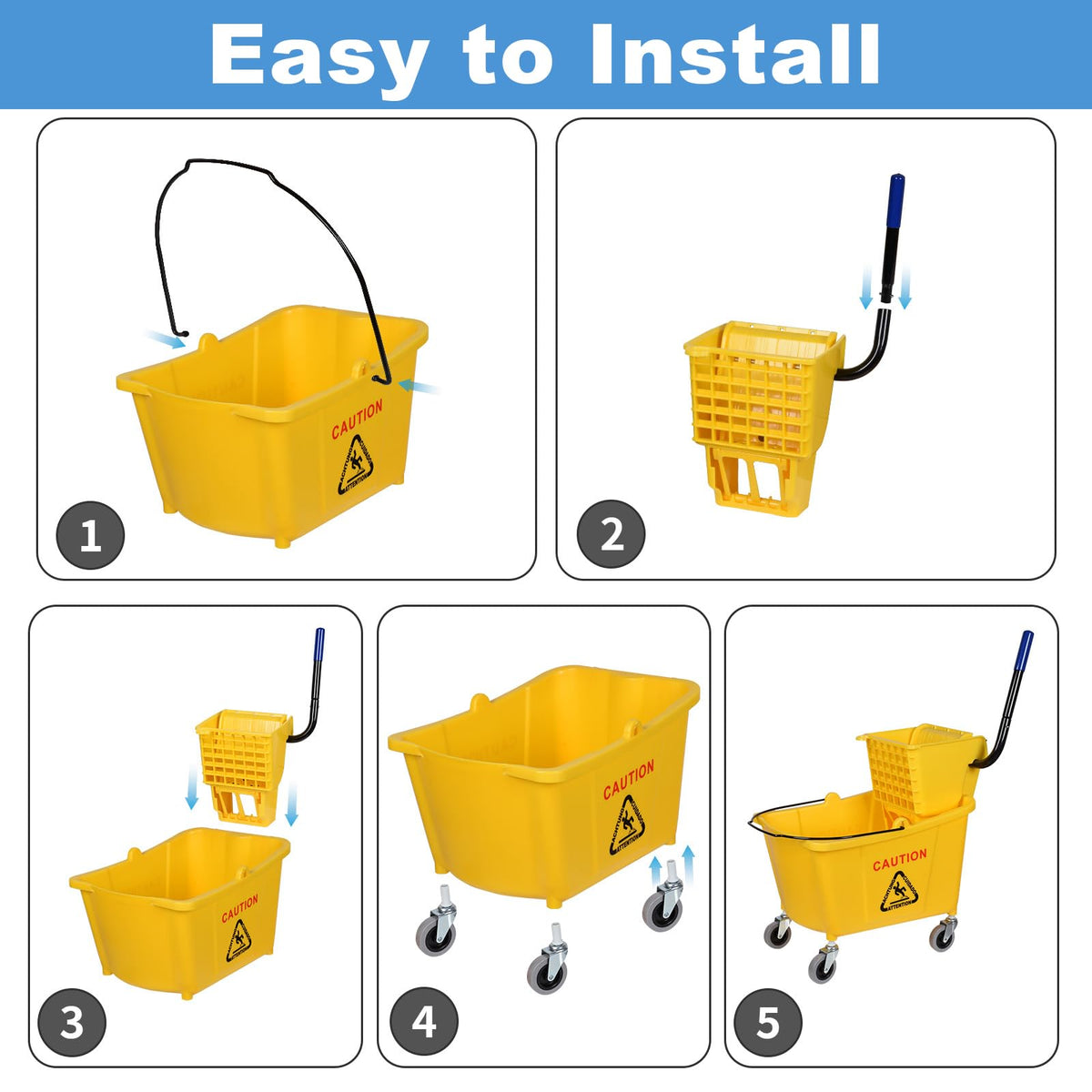 Commercial Mop Bucket on Wheels, 35-Quart V139547