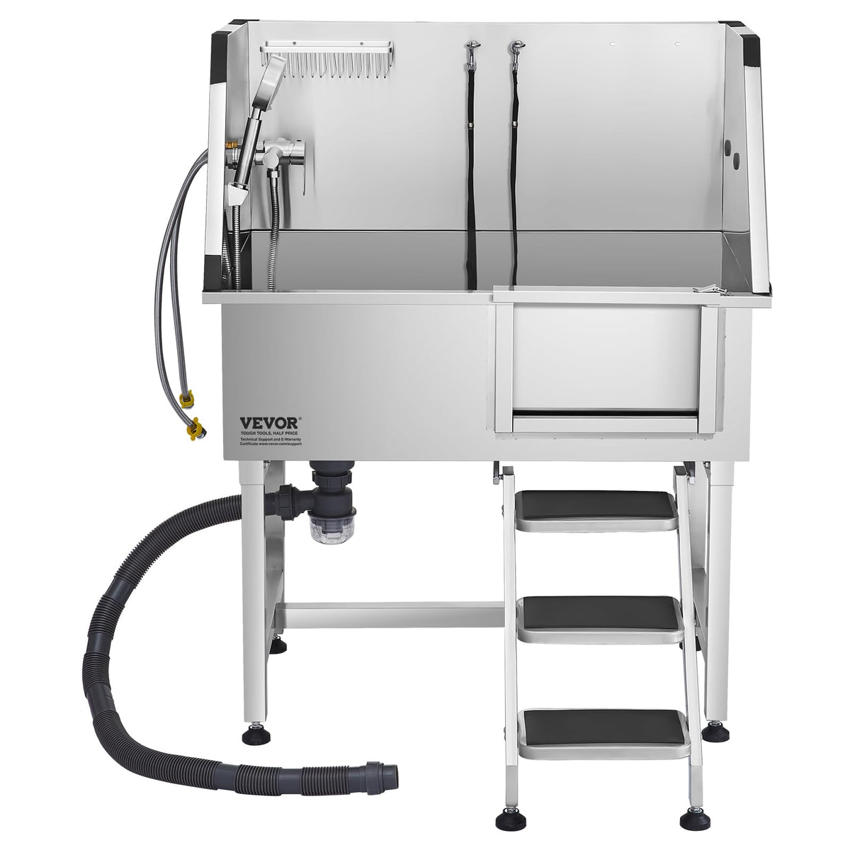 38 Inch Stainless Steel Dog Washing Station with Hot & Cold Faucet T7547