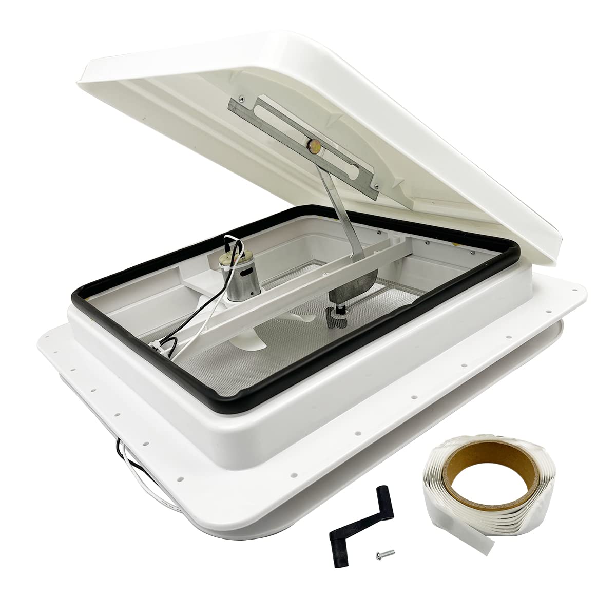14" RV Roof Vent with 12V Fan, White A641100
