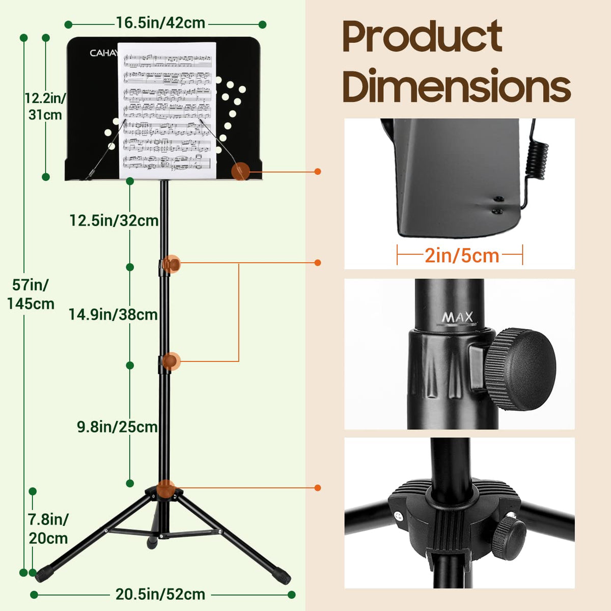 Adjustable Metal Sheet Music Stand with Carry Bag U59734