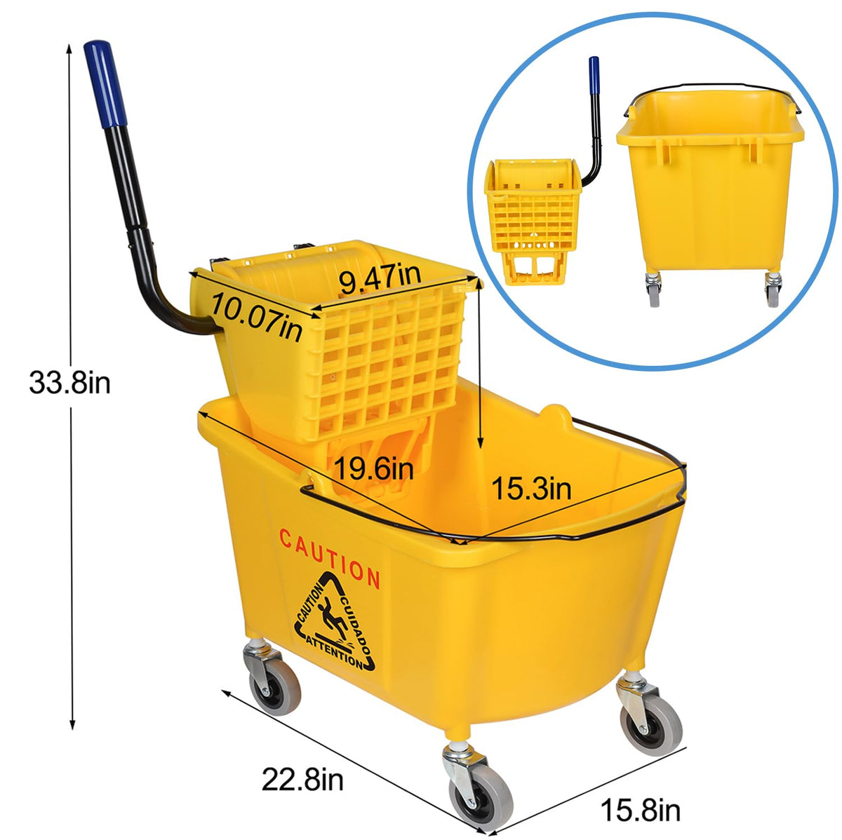 Commercial Mop Bucket on Wheels, 35-Quart V139547