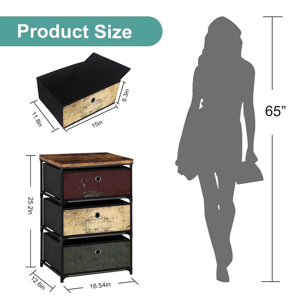 3 Drawer Fabric Nightstand P926