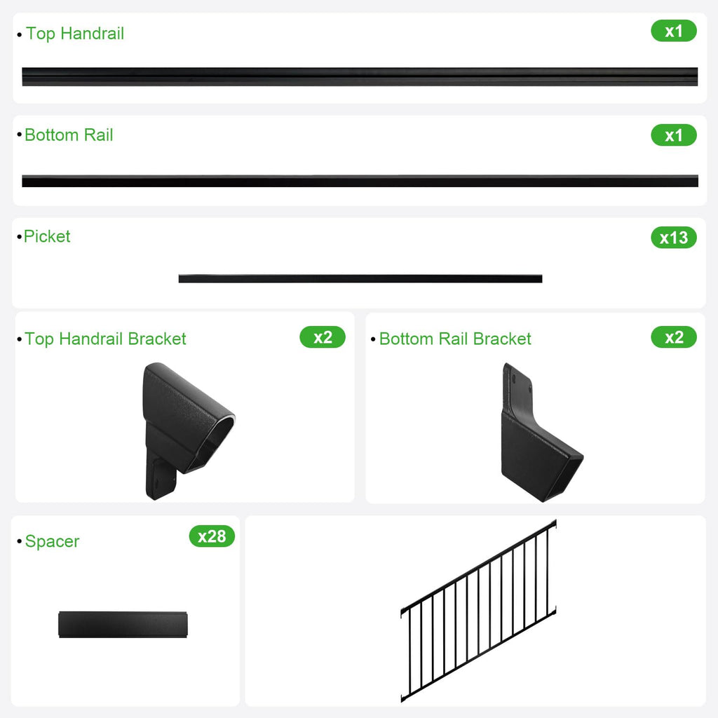 Heavy Duty Aluminum Stair Railing Kit, Textured Black L9493