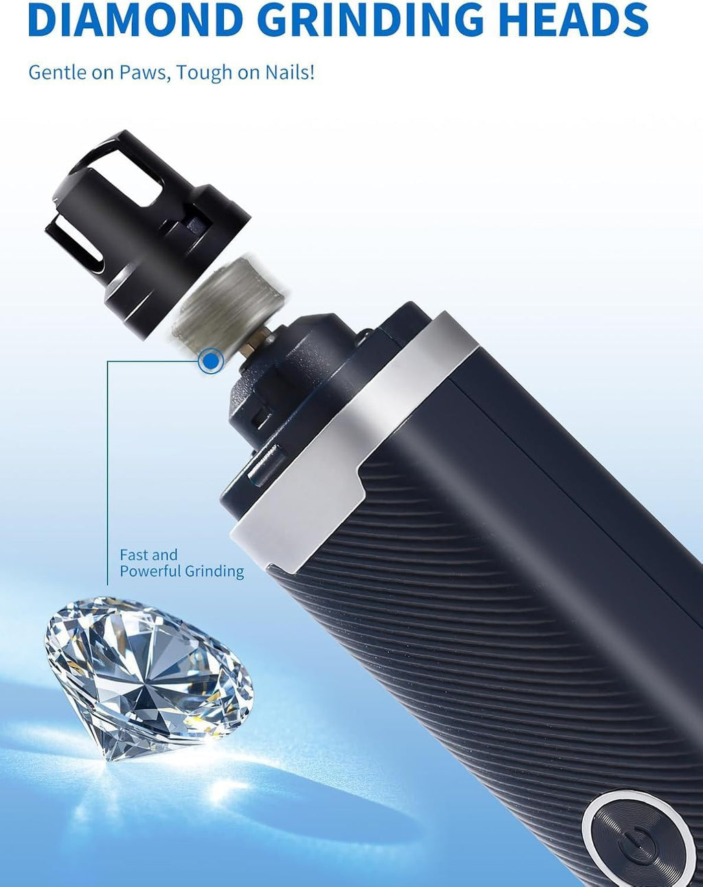 3 Speed Silent Rechargeable Pet Nail Grinder with 2 LED Lights W313