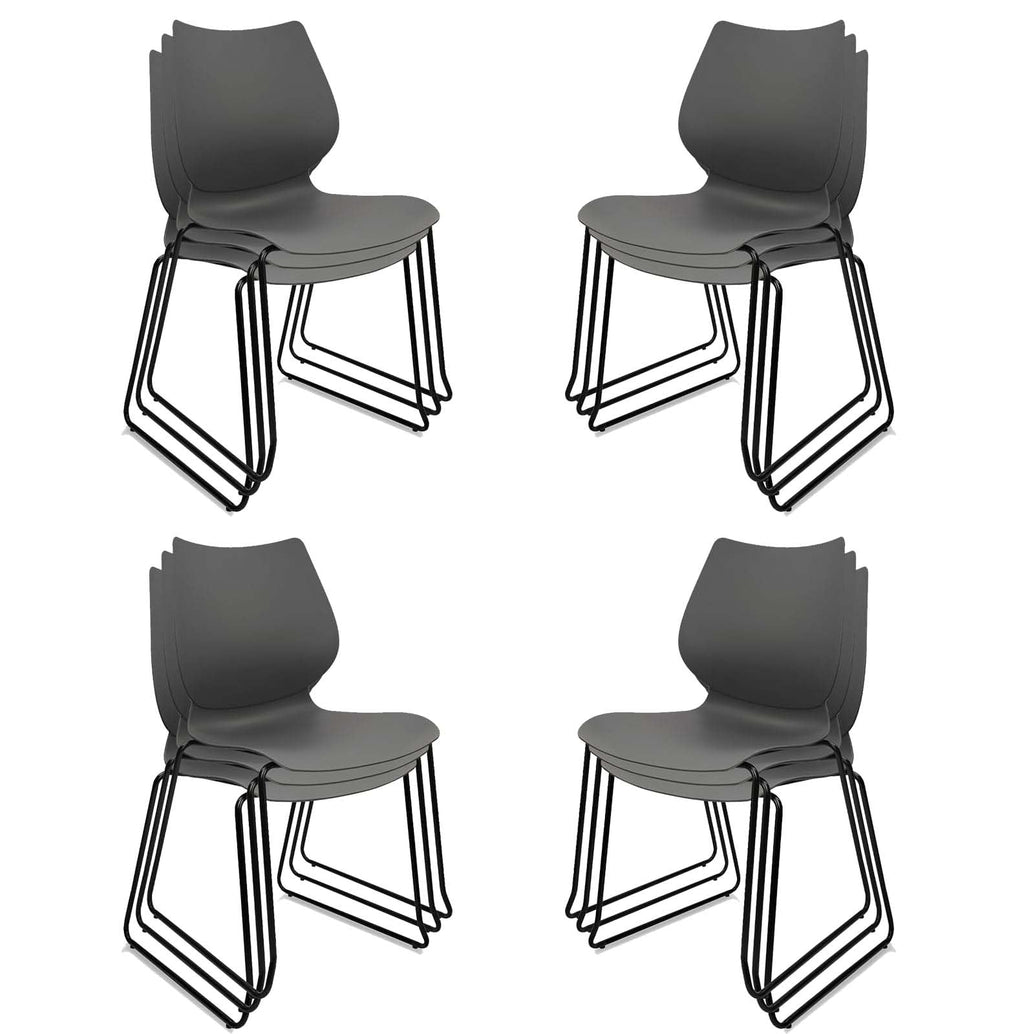 Stacking Chairs with Metal Legs Set of 12, Grey B458674