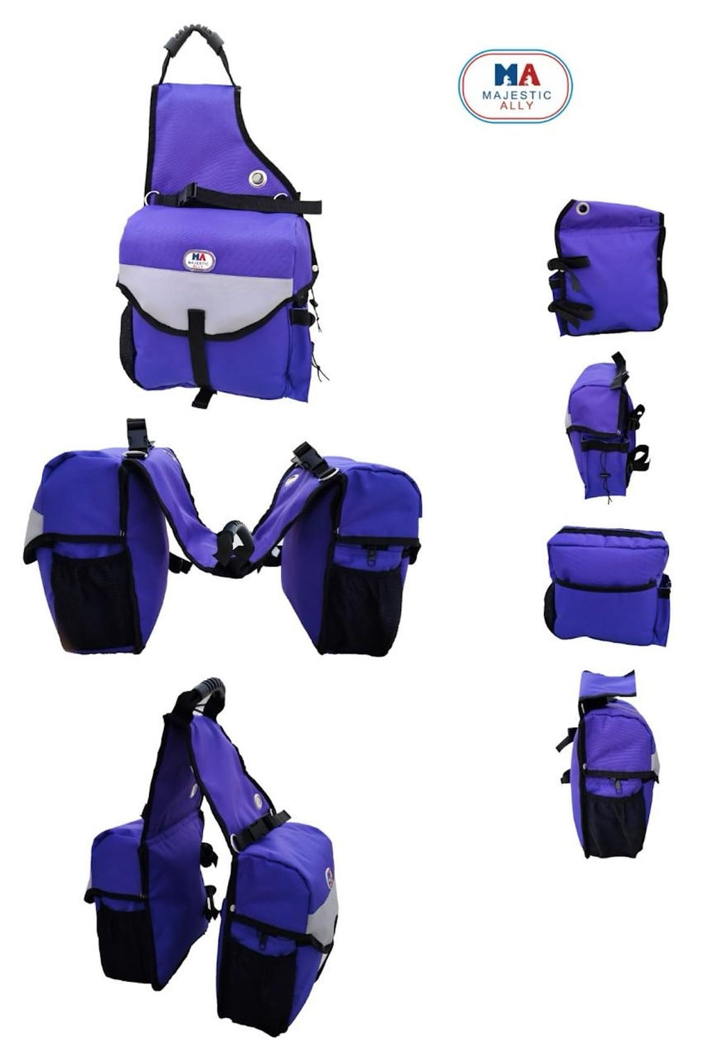 Nylon Insulated Leakproof Reflective Padded Purple Saddle Bag C309115