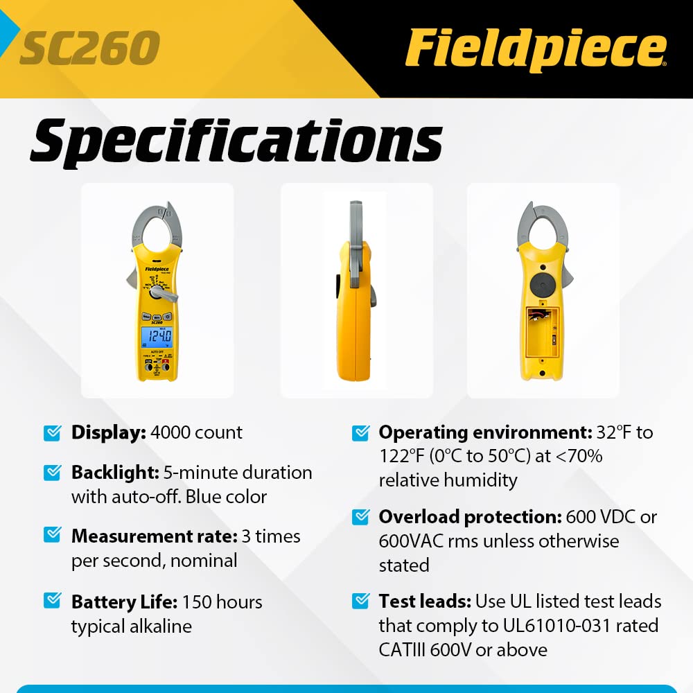 Compact HVACR Clamp Multimeter with Temperature, Capacitance & Backlight F358