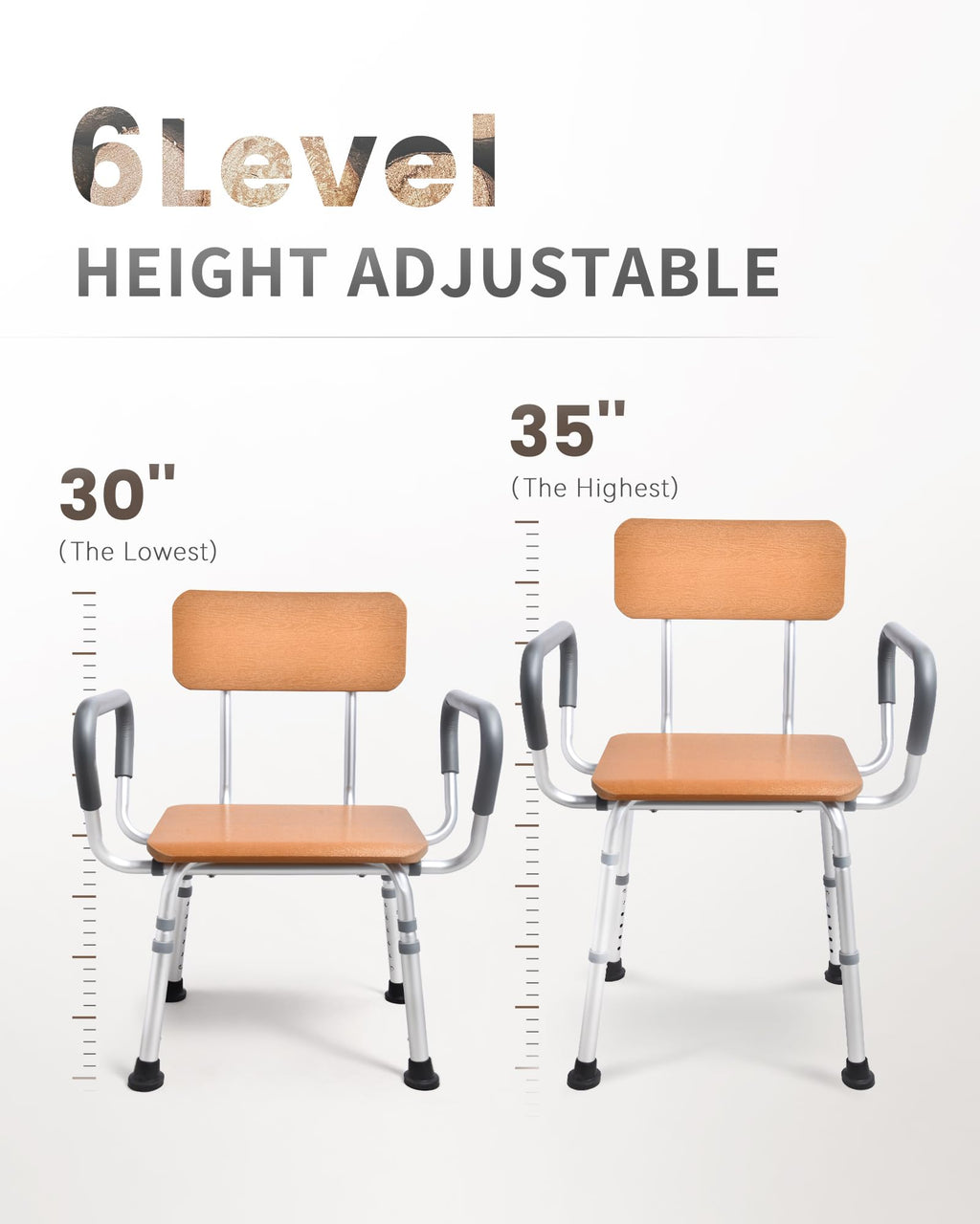 Height Adjustable Shower Chair with Arms and Back E643