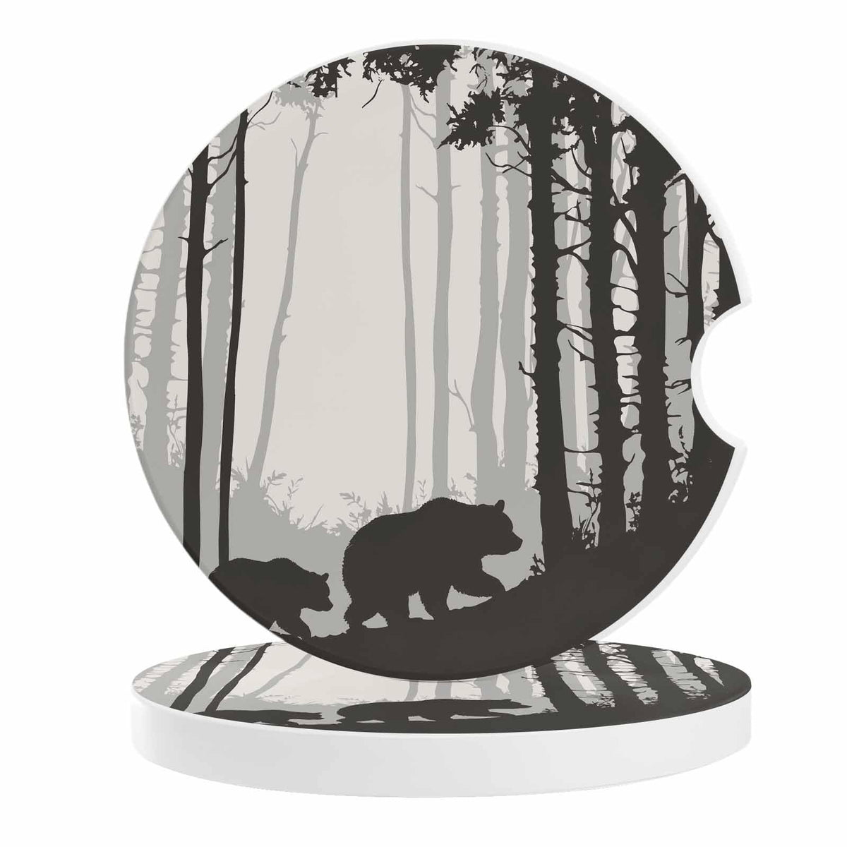 Black Ceramic Stone Car Coasters Set of 2 M307613