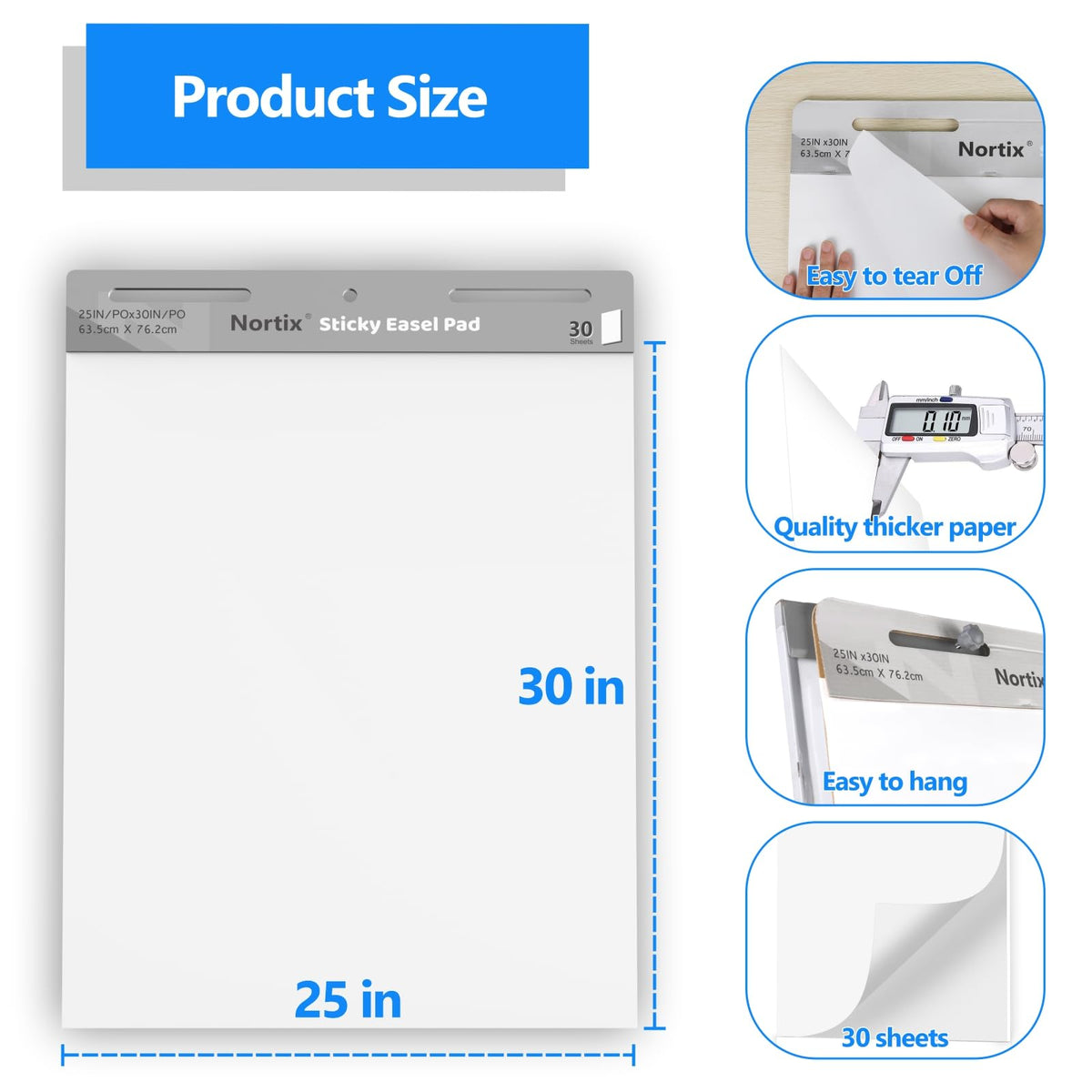 Sticky Easel Pads, 25 x 30 inch, 30 Sheets/Pad, 8 Pads J733