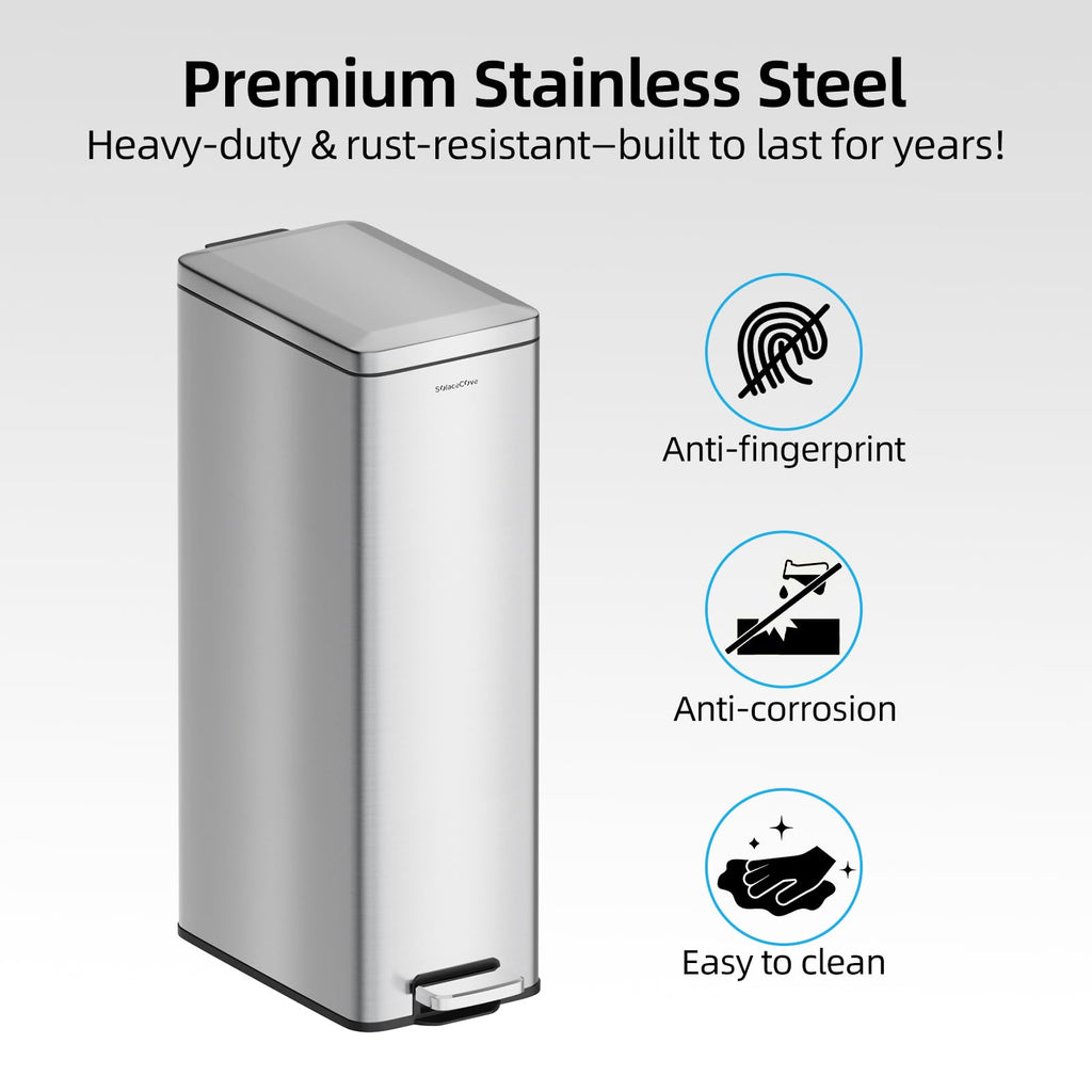 8 Gallon Stainless Steel Trash Can with Soft Close Lid E919