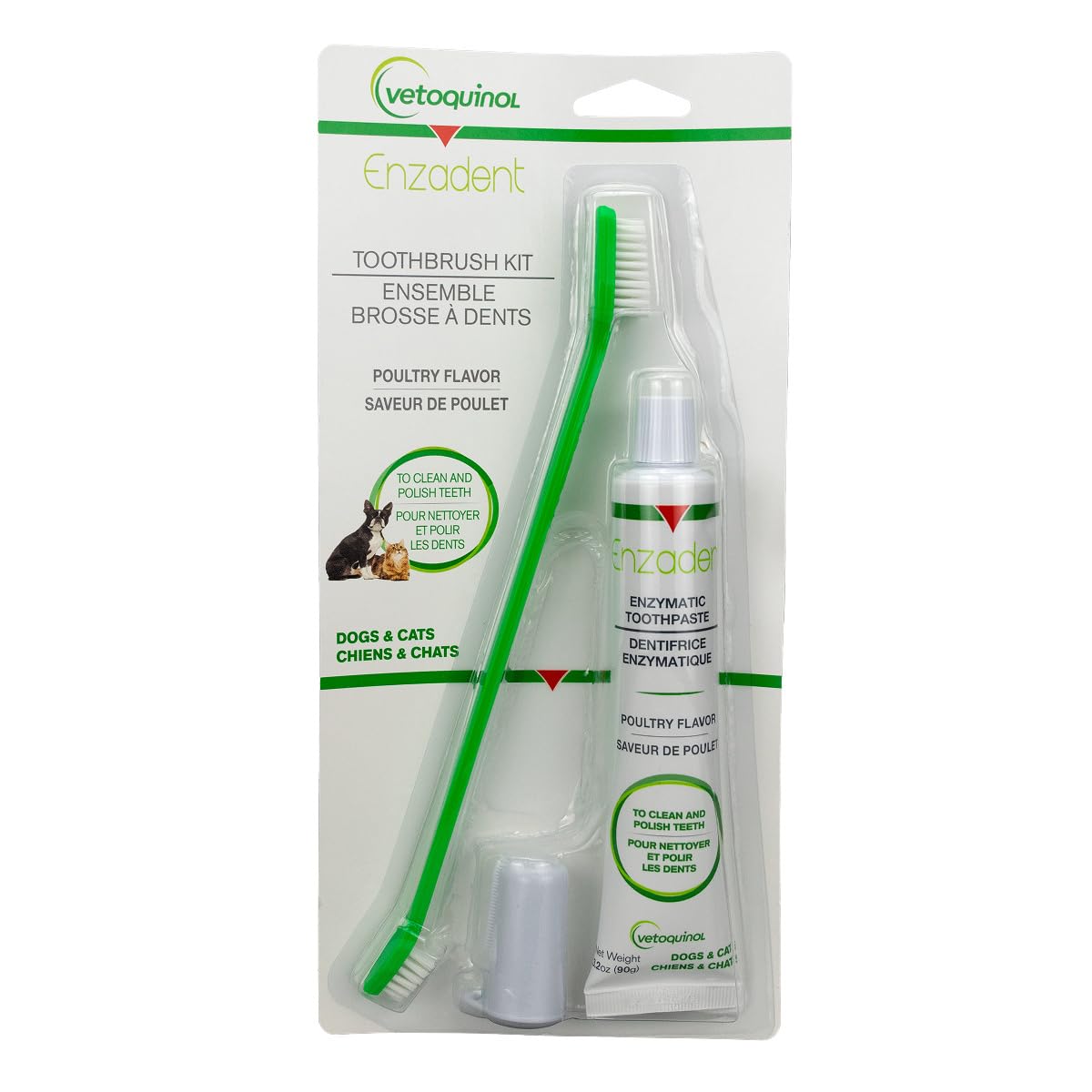 Enzymatic Toothpaste Kit with Fingerbrush & Dual-End Toothbrush, 3.2 oz Poultry Flavor B68989