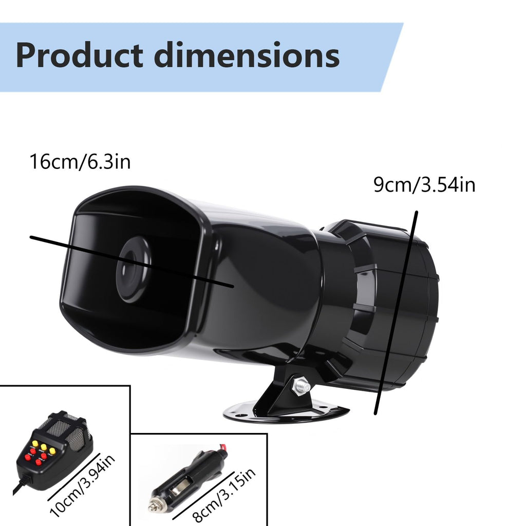 Alarm Horn Siren with Cigarette Lighter, 100W 12V 7 Sound A9897