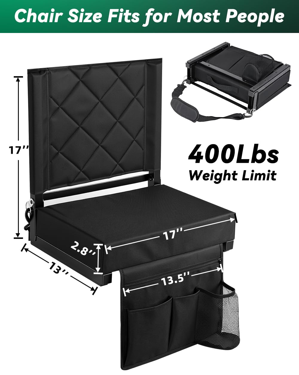 Stadium Seat with Back Support Black C94142