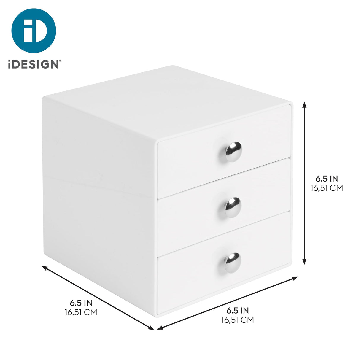 3-Drawer Plastic Vanity Organizer Set White Y418842