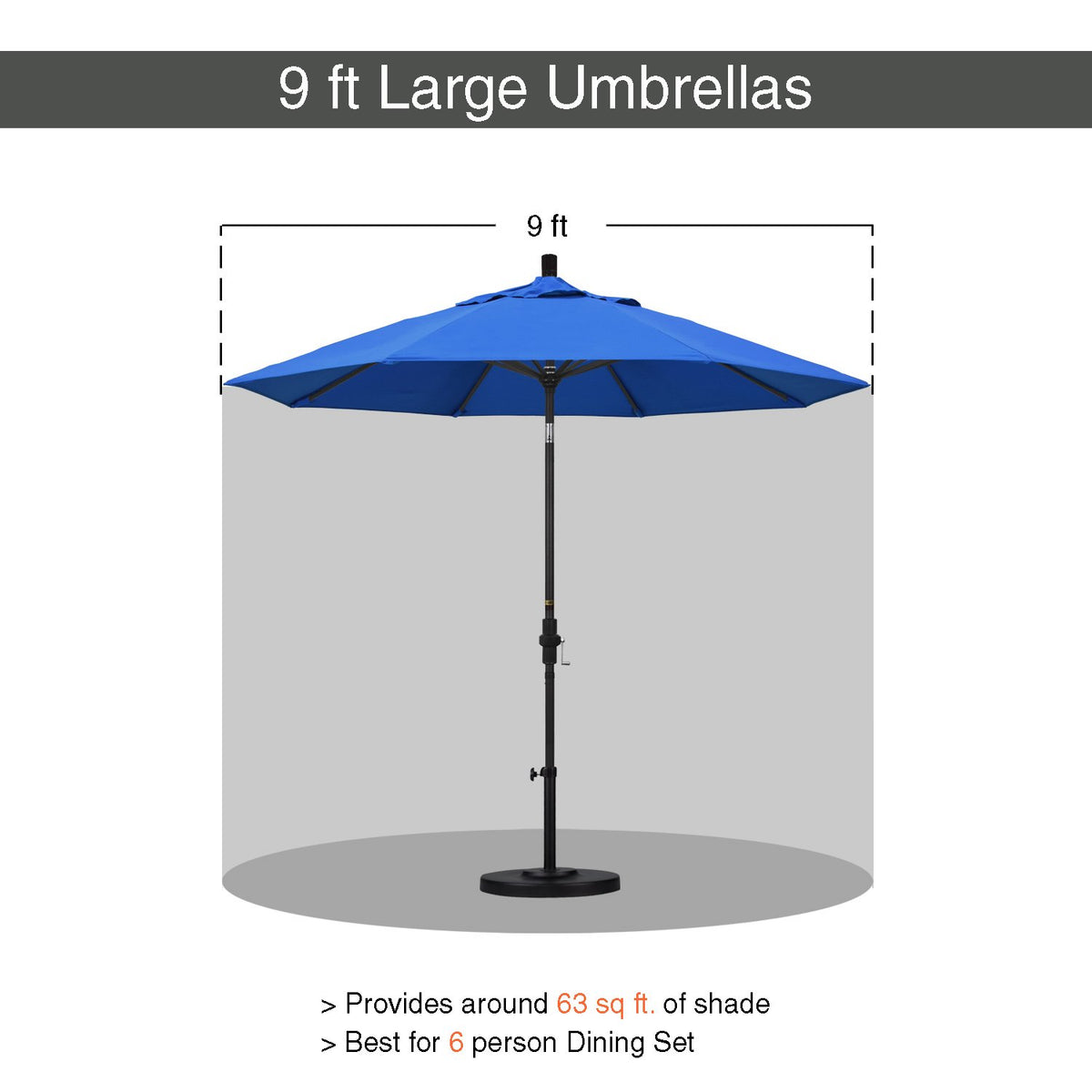 9' Round Aluminum Outdoor Patio Umbrella G55040
