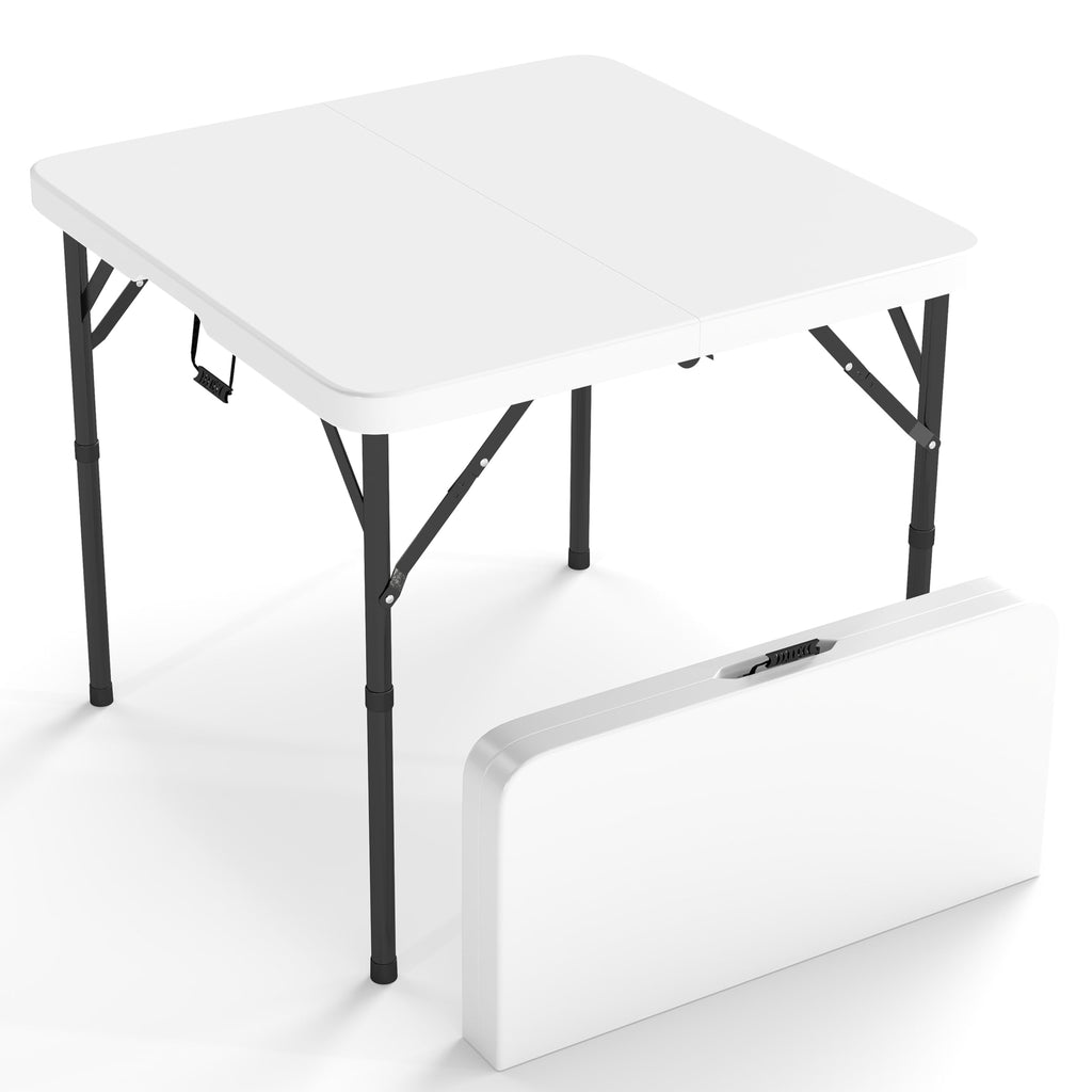 34" Square Folding Table with Handle and Removable Legs, White E208