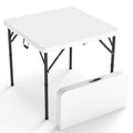 34" Square Folding Table with Handle and Removable Legs, White E208