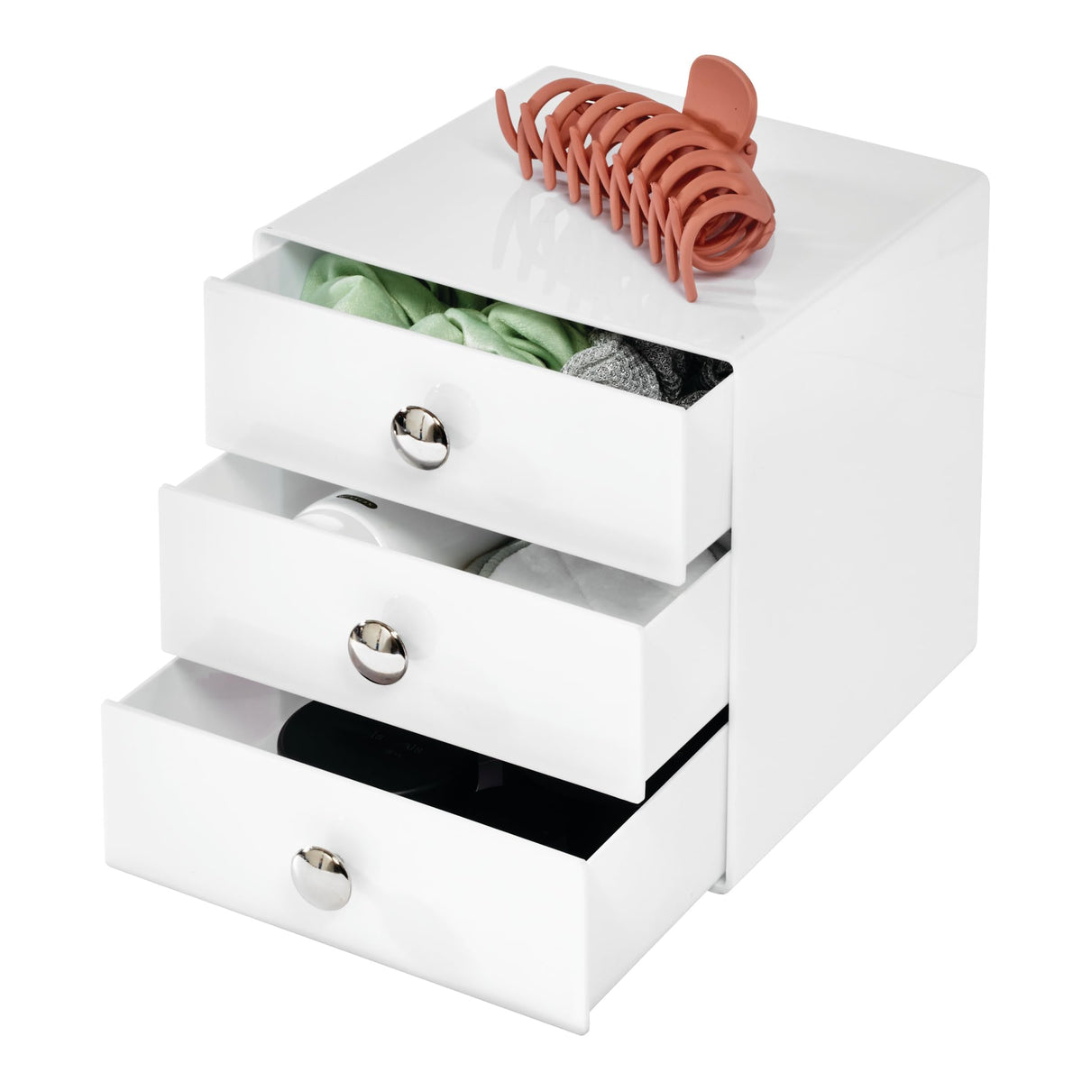 3-Drawer Plastic Vanity Organizer Set White Y418842