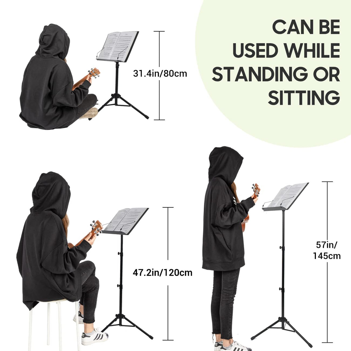Adjustable Metal Sheet Music Stand with Carry Bag U59734