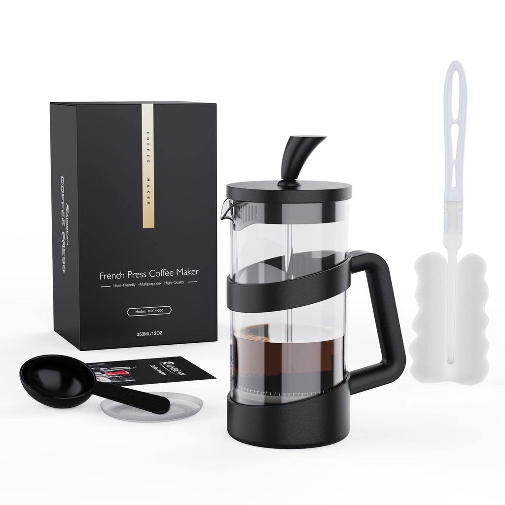 Mini French Press Coffee Maker, 12 oz, Black H864