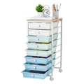 8 Drawer Rolling Storage Cart with Wood Top Y5191