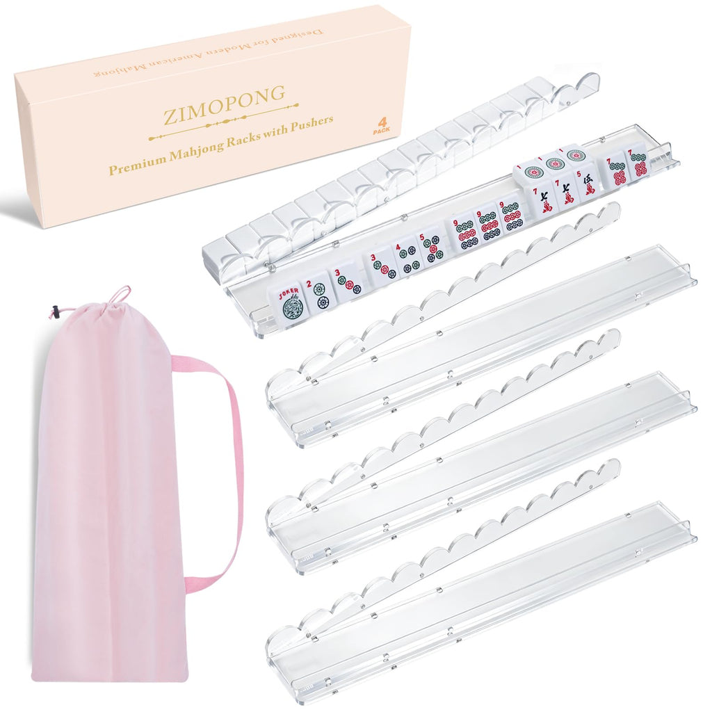 Clear Acrylic 17.5inch Mahjong Racks with Magnetic Pushers, 4 PCS G877428