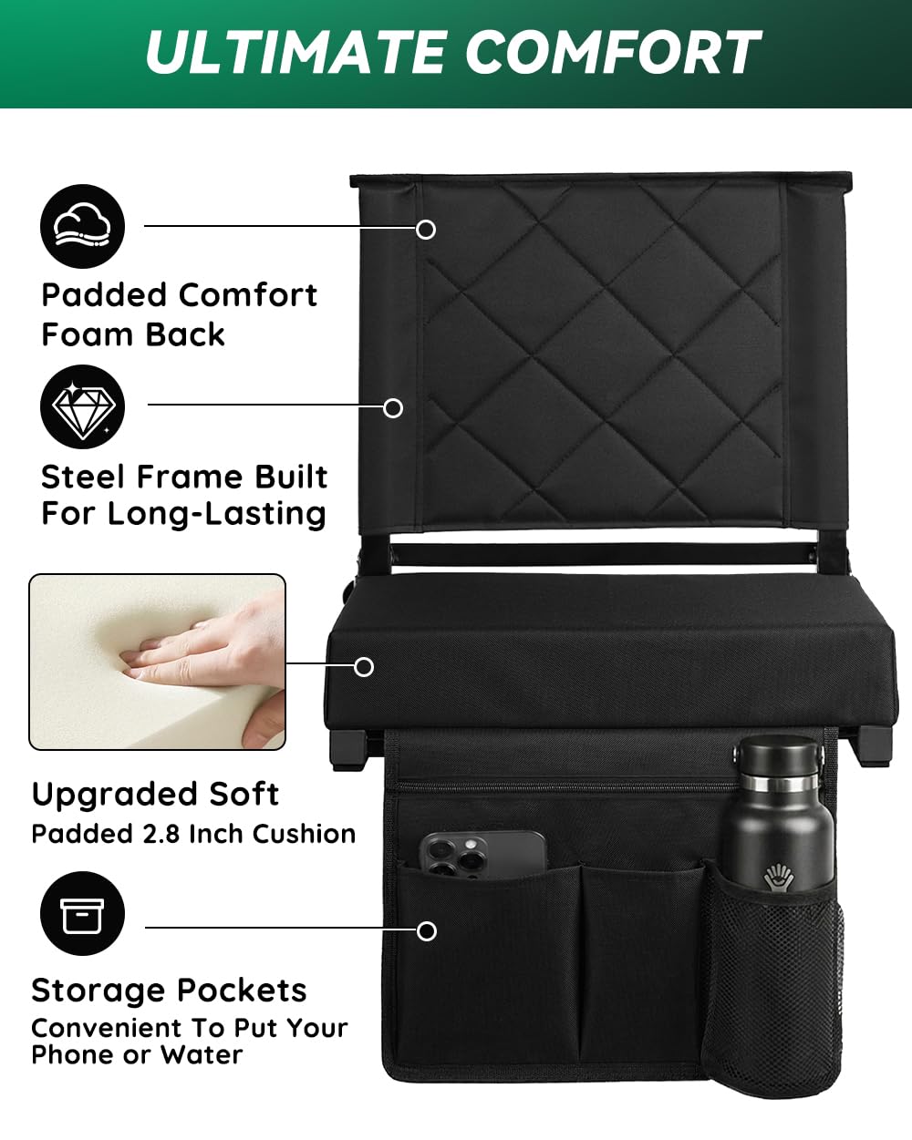 Stadium Seat with Back Support Black C94142