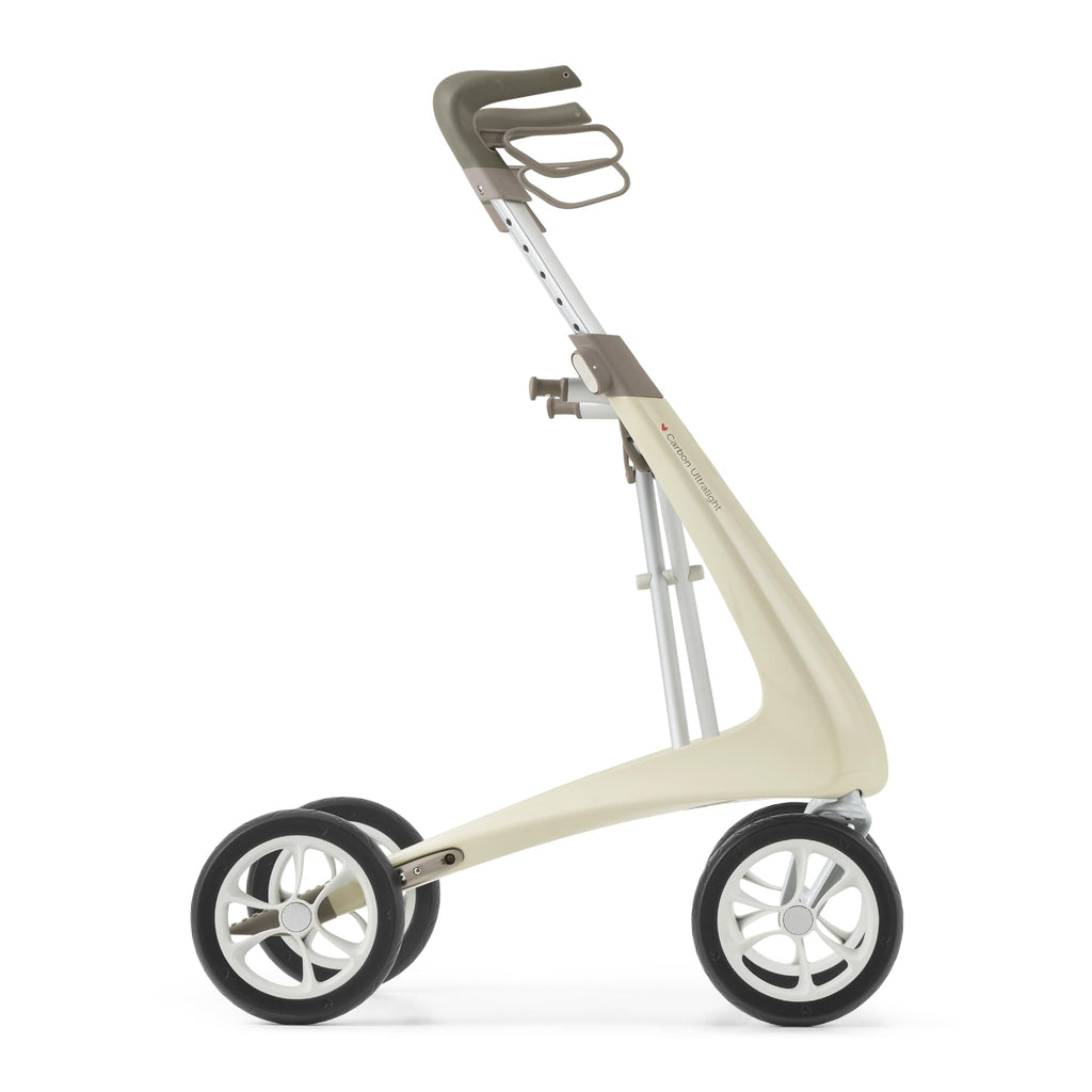 Carbon Ultralight Rollator Walker, 10.6 lbs, Oyster White, Compact P937
