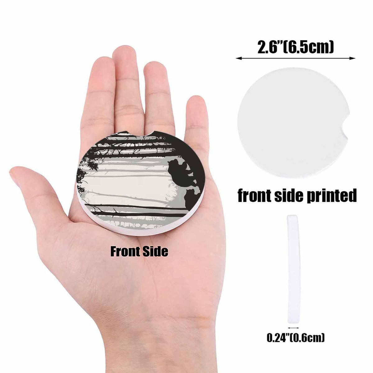 Black Ceramic Stone Car Coasters Set of 2 M307613