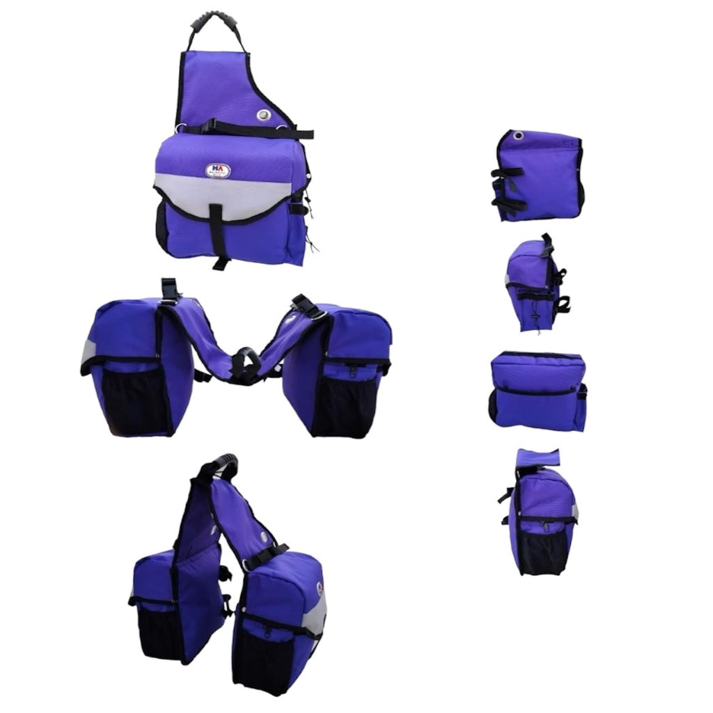 Nylon Insulated Leakproof Reflective Padded Purple Saddle Bag C309115