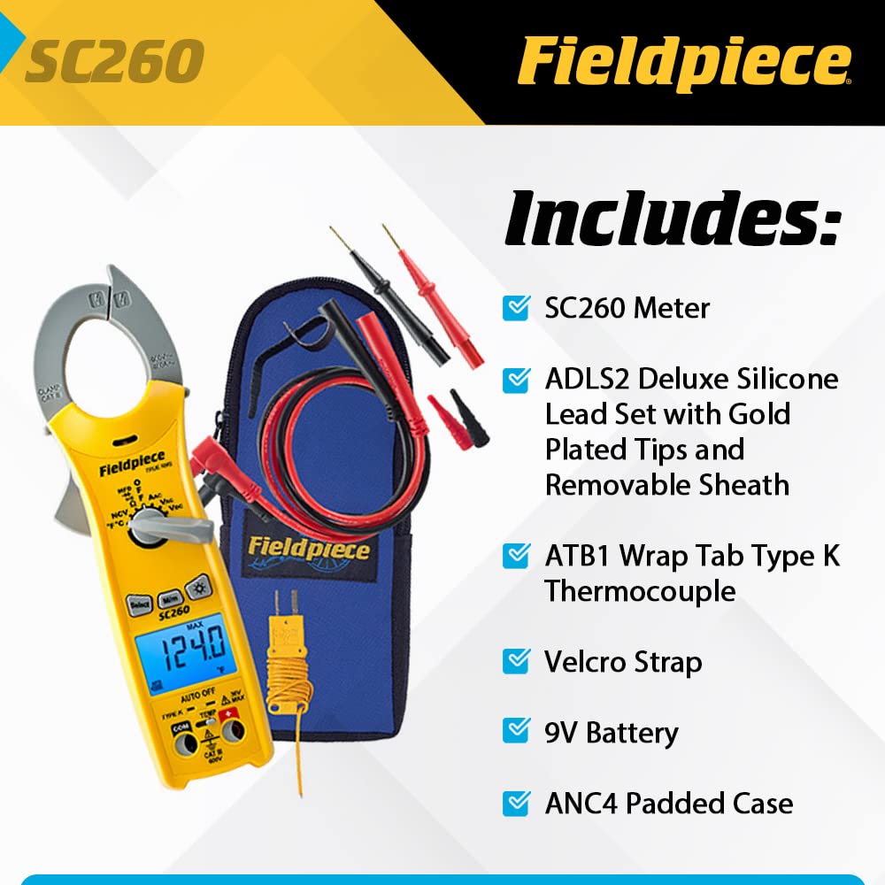Compact HVACR Clamp Multimeter with Temperature, Capacitance & Backlight F358