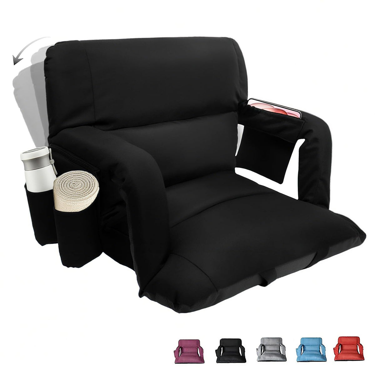 Black 25" Wide Stadium Seat with Back Support Z76308